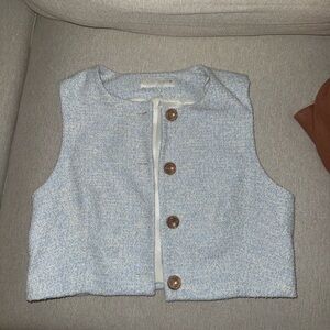 Zara Blue Tweed Vest